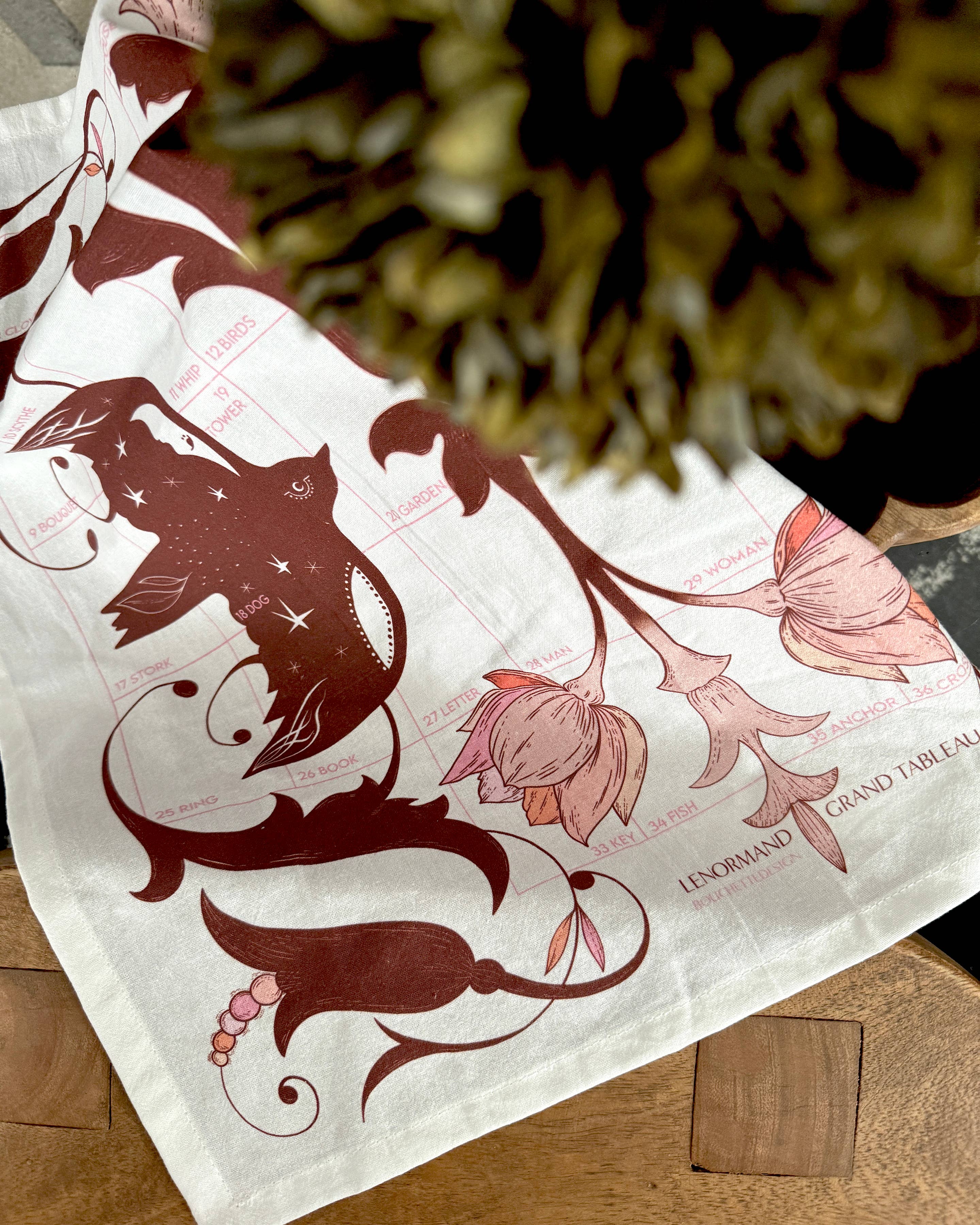 BOUCHETTE & CO. LLC - Wholesale Tea Towel - ALTAR CLOTH & TEA TOWEL | Lenormand Flight & Bloom 1