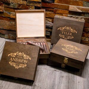 Engrave My Memories - Wholesale Gift Box - Groomsmen Cigar Box,Best Man Box,Gift Box Engraved Cigar Box7