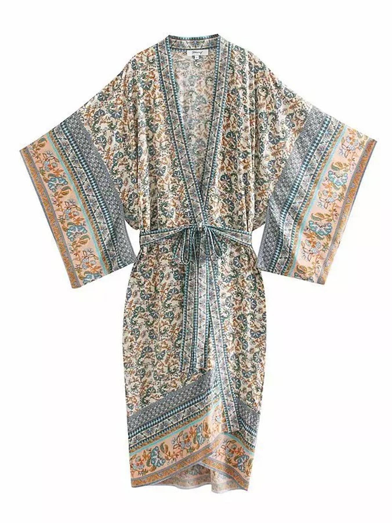FS Collection – wholesale Kimono – Women's – Relaxed Cotton Kimono In Blue Floral6