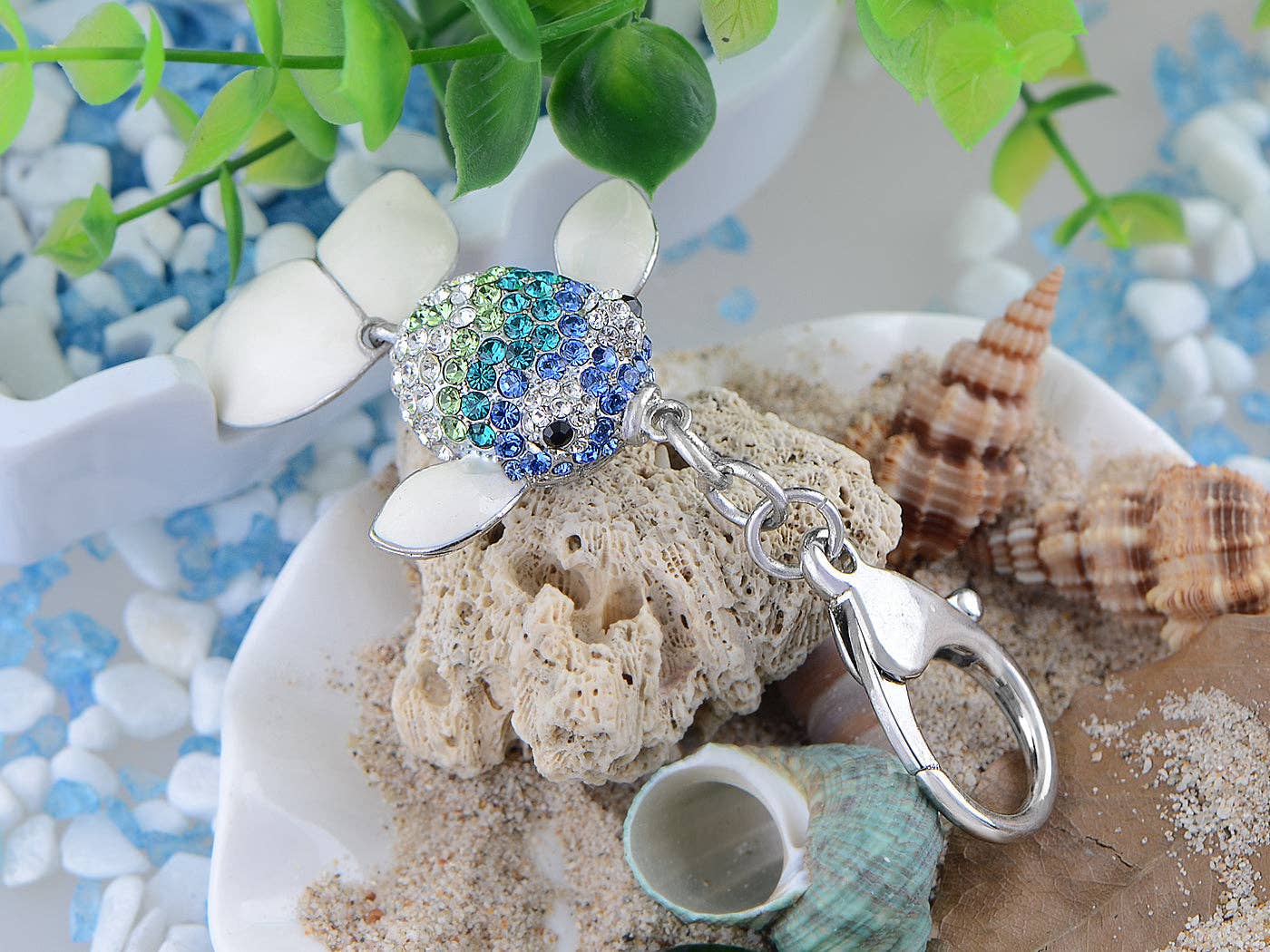 AK Brand – Porta-chaves - Mulher por atacado – Chaveiro Swarovski Crystal Fire Opal Angel Piranha Peixe14