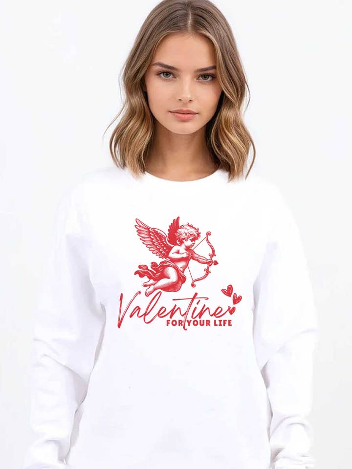 Camisola com Gráfico de Cupido de São Valentim por atacado de Missi Clothing