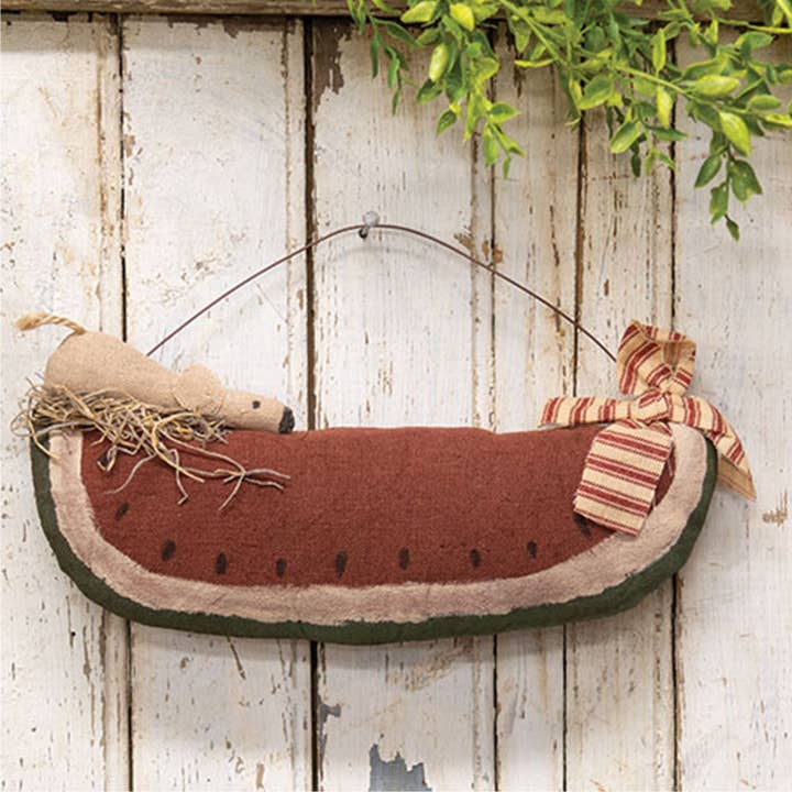 The Hearthside Collection - Wholesale Decorative Tabletop Object - Primitive Mouse on Watermelon Hanger