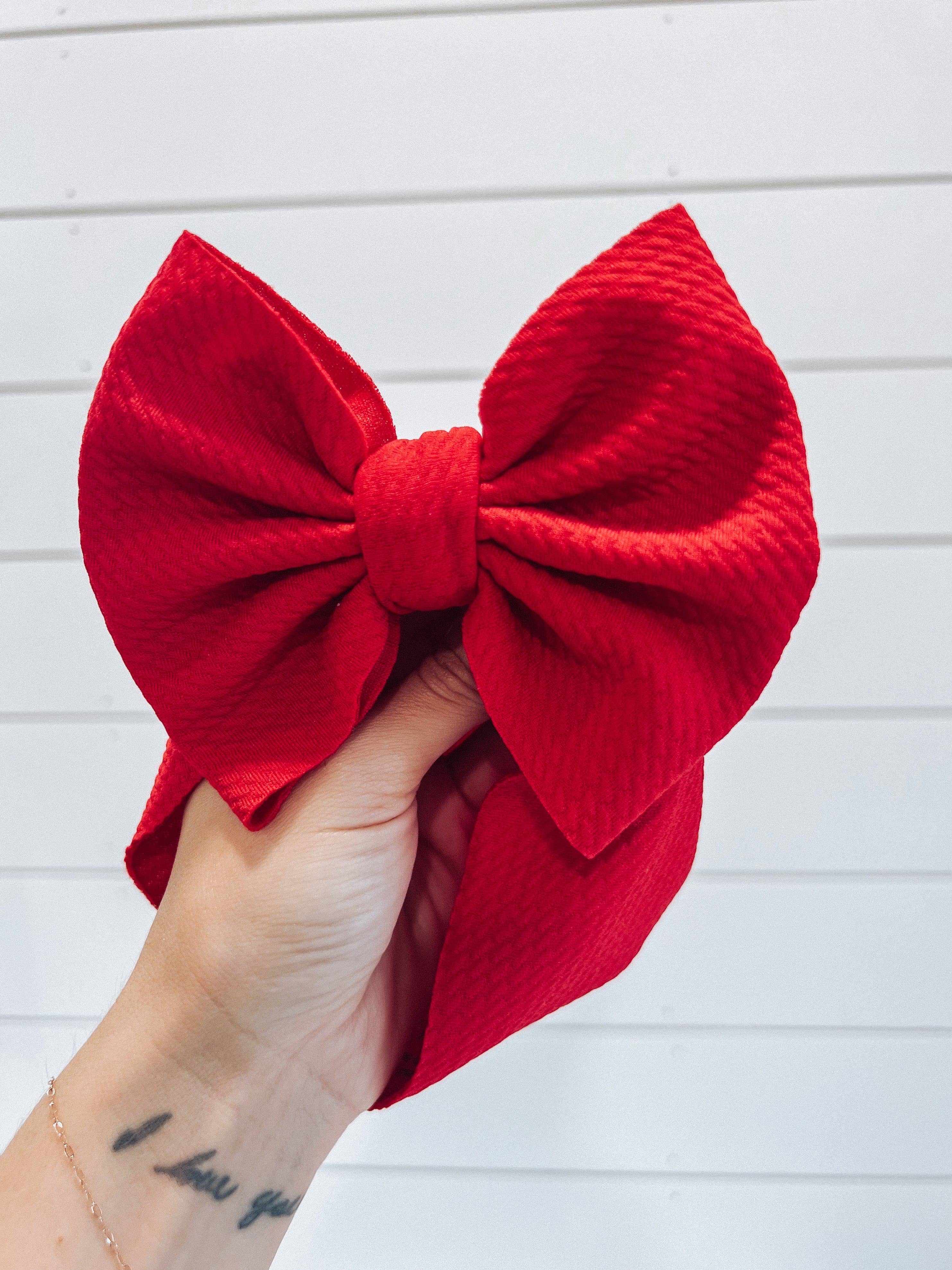 The Fancy Nestling - Wholesale Fashion Headband - Baby - Red Bullet Bow + Headwrap  1