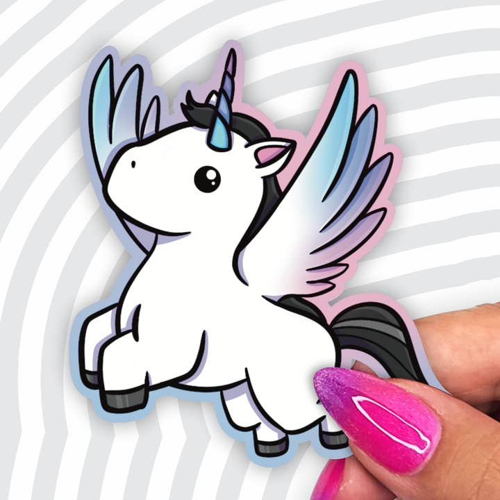 Pegasus Unicorn 3" Sticker for wholesale by AK Project Unicorn