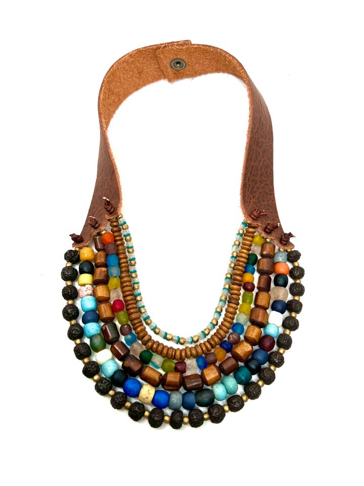 Krobo 6 strand • Bohemian dream for wholesale by Stephanie Leigh Jewelry