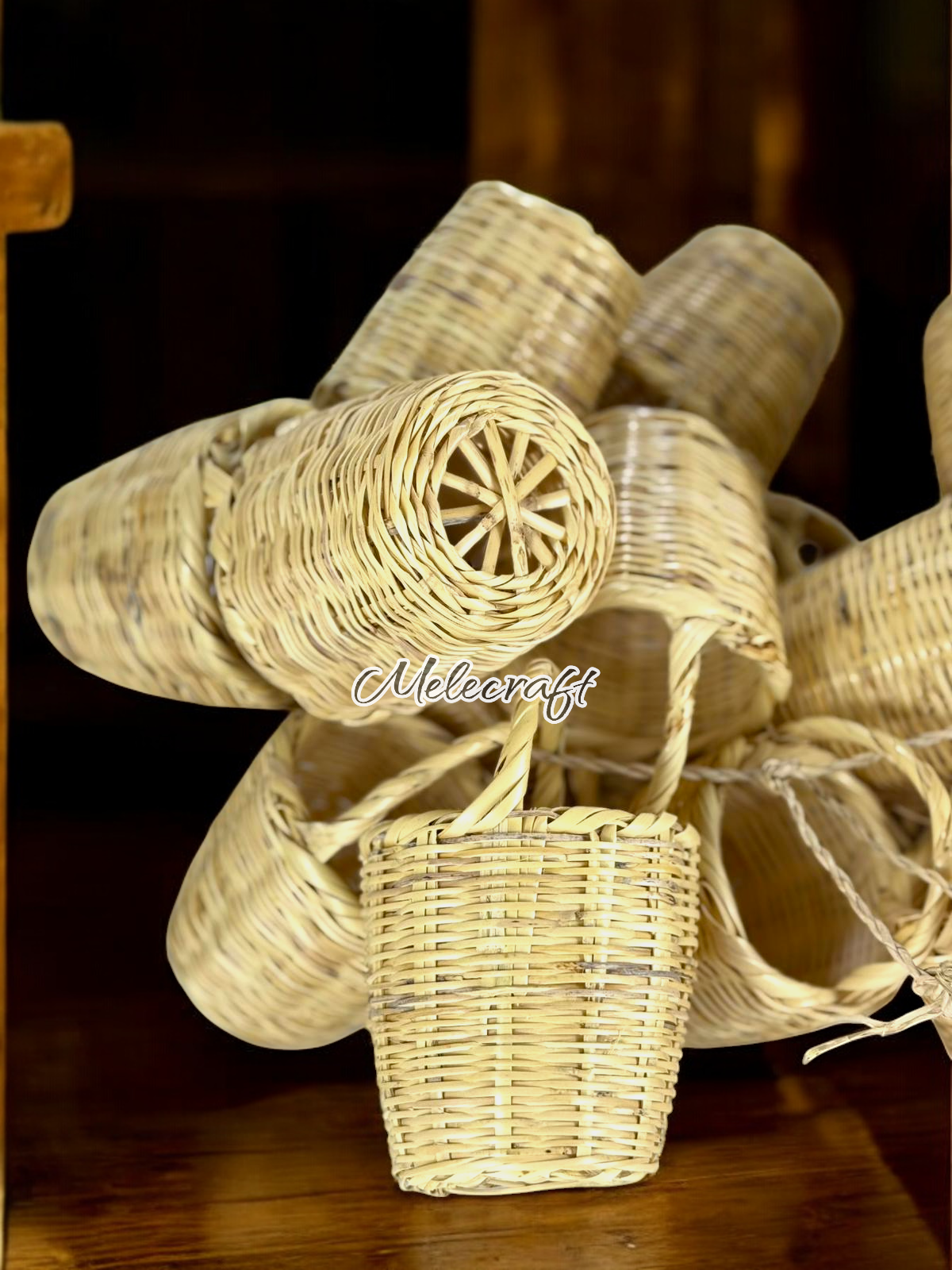 Melecraft - Wholesale Basket - Handwoven Mini Basket Ornaments – Natural Rattan Decor1
