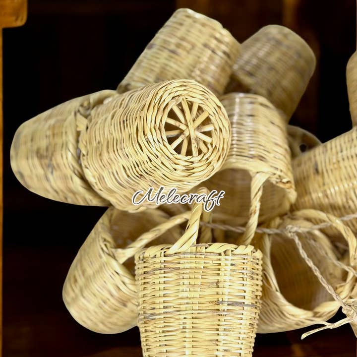 Melecraft - Wholesale Basket - Handwoven Mini Basket Ornaments – Natural Rattan Decor1