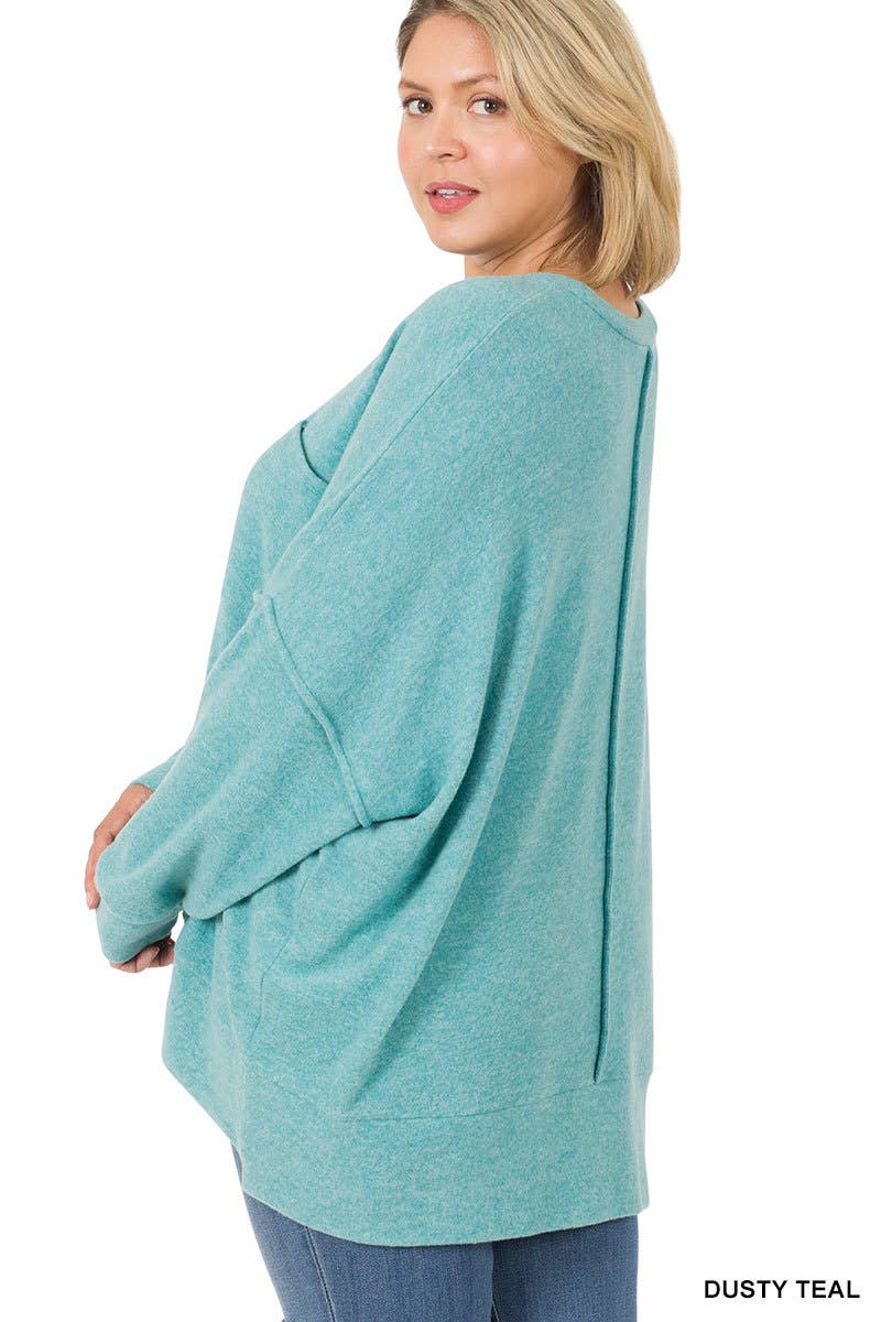 Vanilla Monkey - Wholesale Knit Sweater - Women's - Plus Brushed Melange Drop Shoulder Sweater11