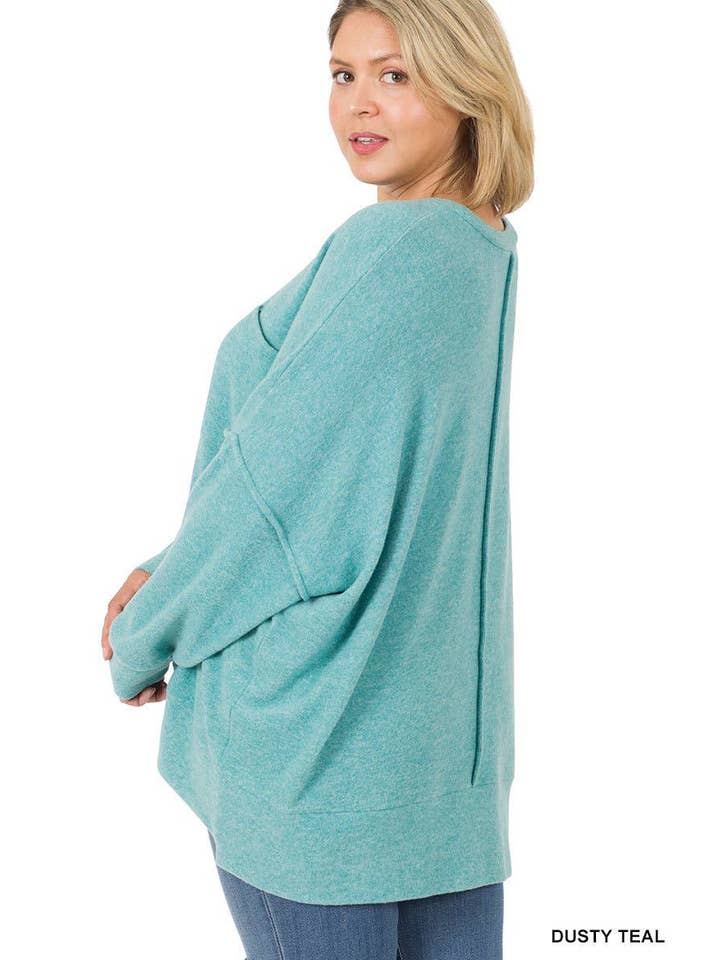 Vanilla Monkey - Wholesale Knit Sweater - Women's - Plus Brushed Melange Drop Shoulder Sweater11