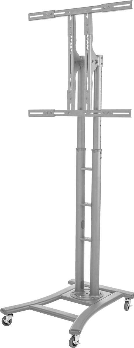 FIXTUREDISPLAYS - Wholesale Console Table - LED TV Stand with Wheels, Fits Monitors 32" to 65", Height Adjustable –Silver2