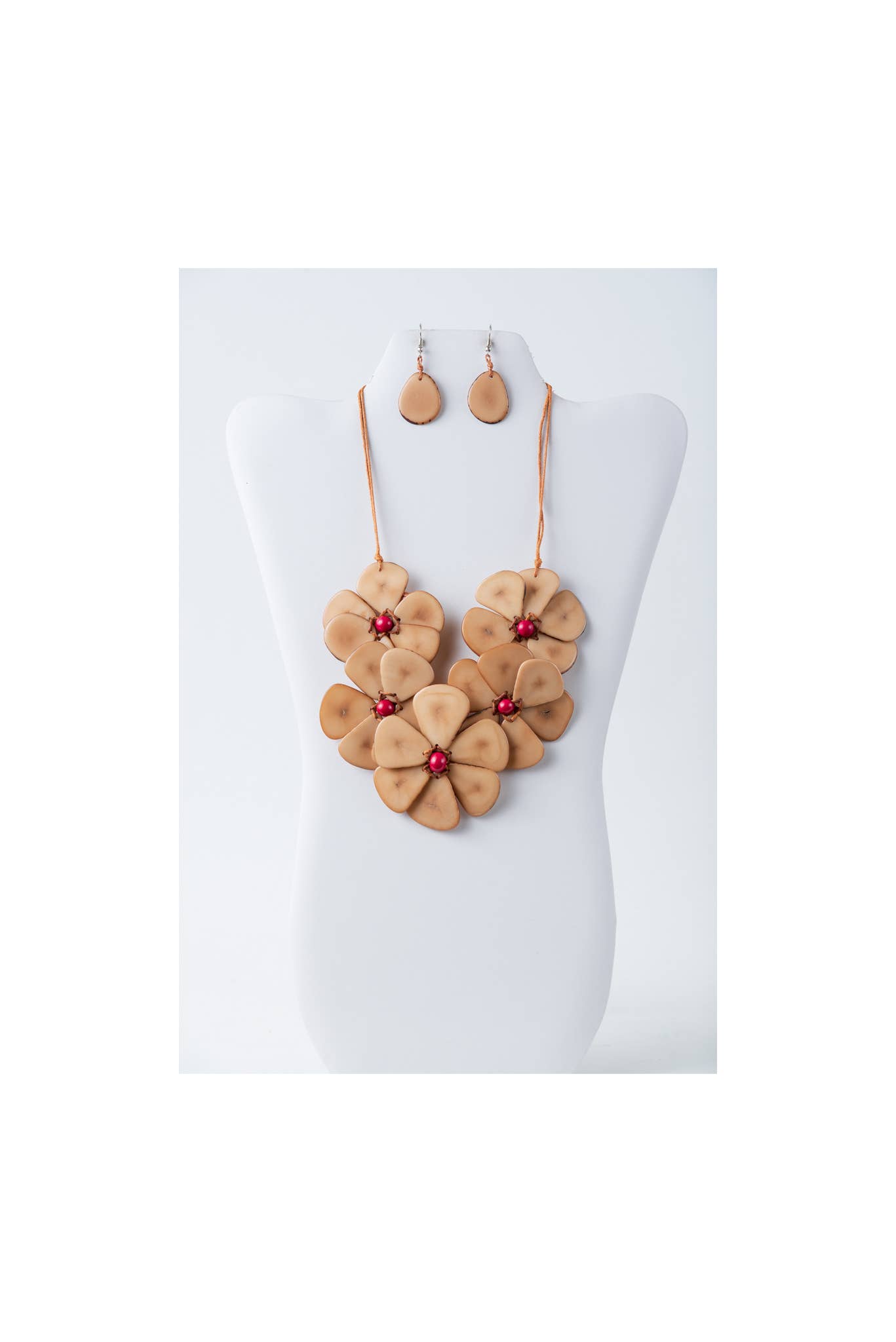 TaguArtsy - Vente Parures de bijoux - Ensemble de colliers Tagua bio Becca Flower28