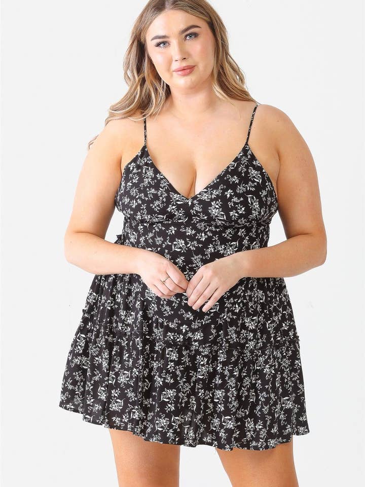 Plus Size Flower Hanky Hem Top & Mini Skirt Set for wholesale by Tasha Apparel Wholesale