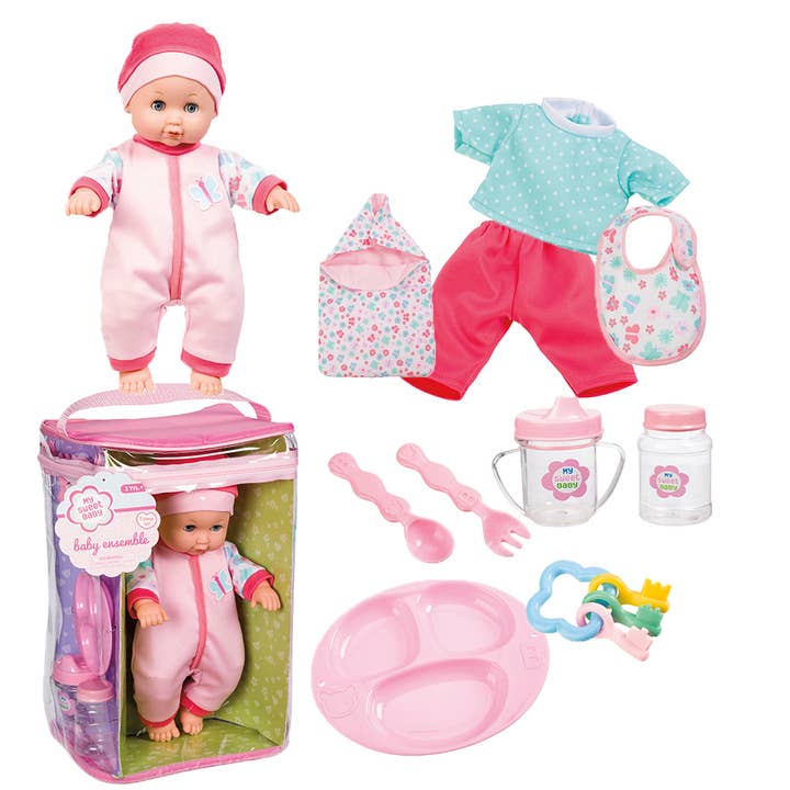 Toysmith - Wholesale Doll Accessory Kit - Kids - My Sweet Baby Deluxe Baby Ensemble 12-Piece Doll Playset