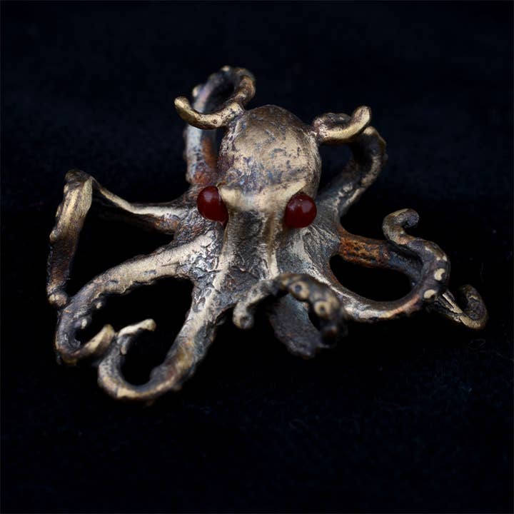 Liten brons bläckfisk hänge av Bob Burkett i brons för wholesale av Tiger Tiger Beads LLC