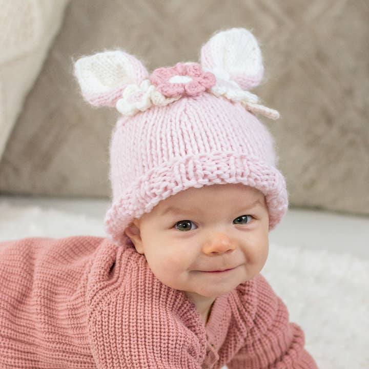Huggalugs - Wholesale Beanie - Kids - Flower Bunny Beanie Blush Mono Beanie Baby & Kids2