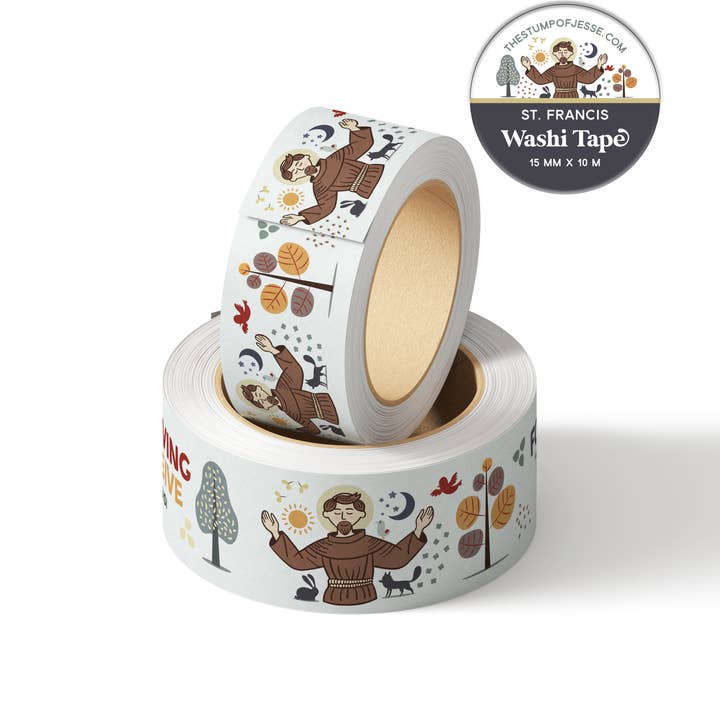 St. Francis of Assisi Washi Tape | Catholic | 15mm x 10m for wholesale by The Stump of Jesse