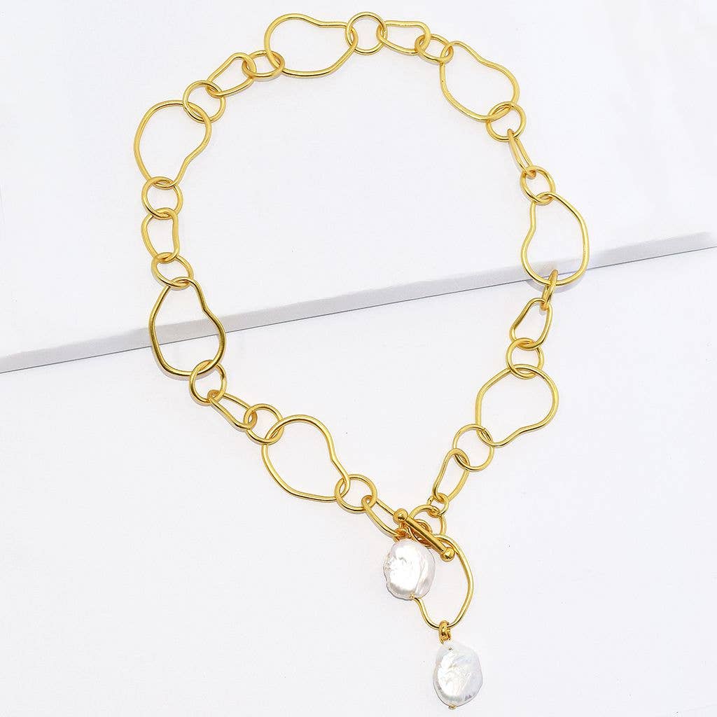 KARINE SULTAN – Großhandel Kette mit Anhänger/Charm – Halskette mit Anhänger aus biologischem Anbau und großem, flachem Perlenakzent3