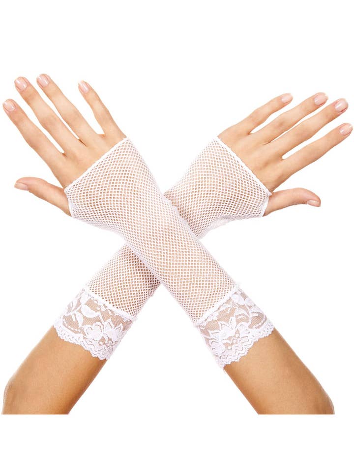 Music Legs Fishnet Arm Warmer With Lace Trim ML421 for wholesale by Lingerie Mart