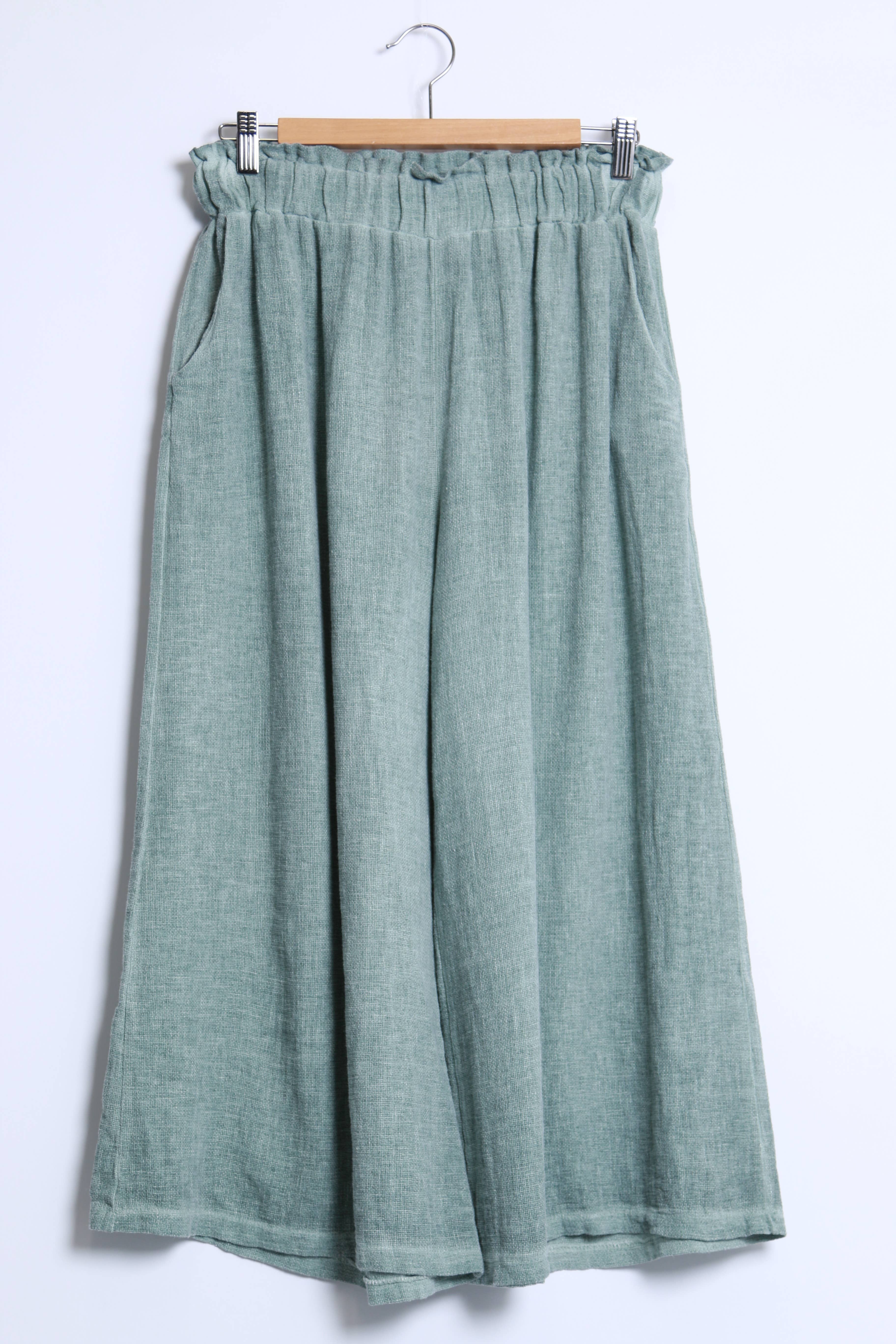 Shyloh - Wholesale Pants - Women's - Mid-length wide pants in cotton linen 206510