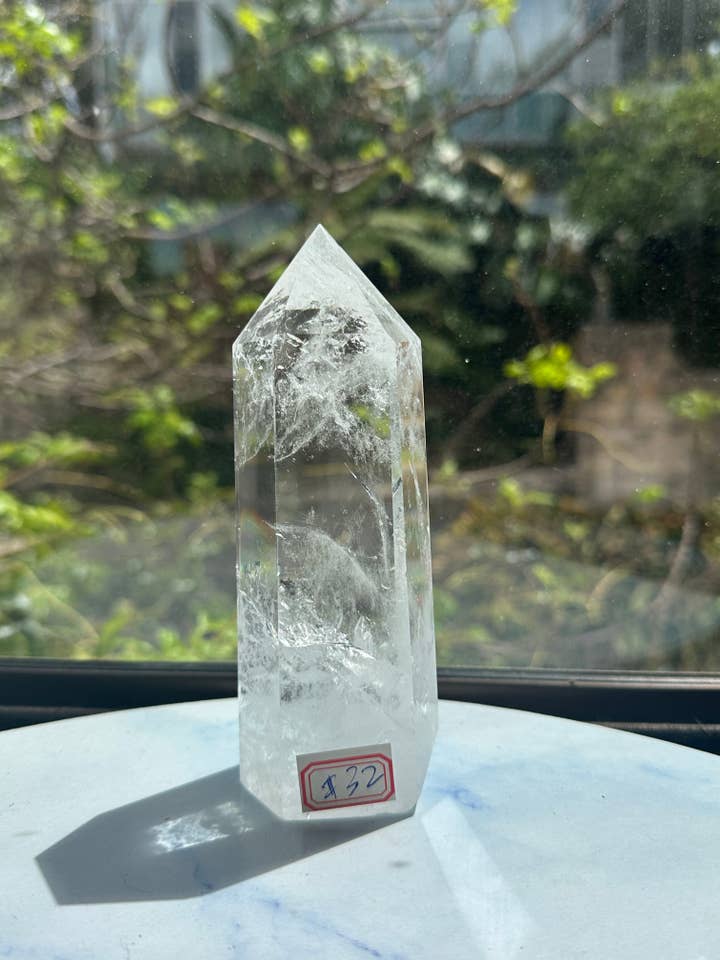 AAAAA Premium Large Clear Quartz Tower w Rainbow #32 for wholesale by Moon Rituals