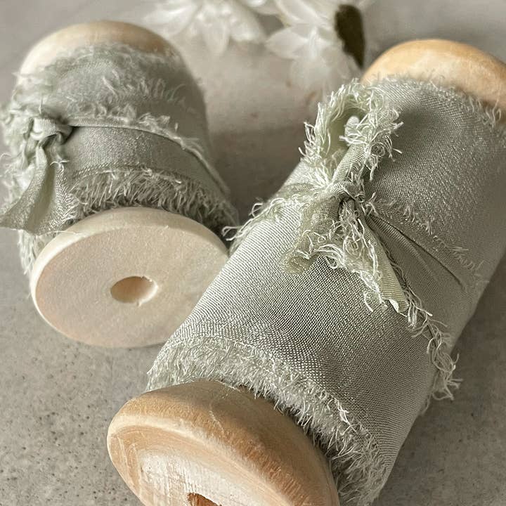 50mm Silk Ribbon in Dusky Sage Green for wholesale by Imaginediy