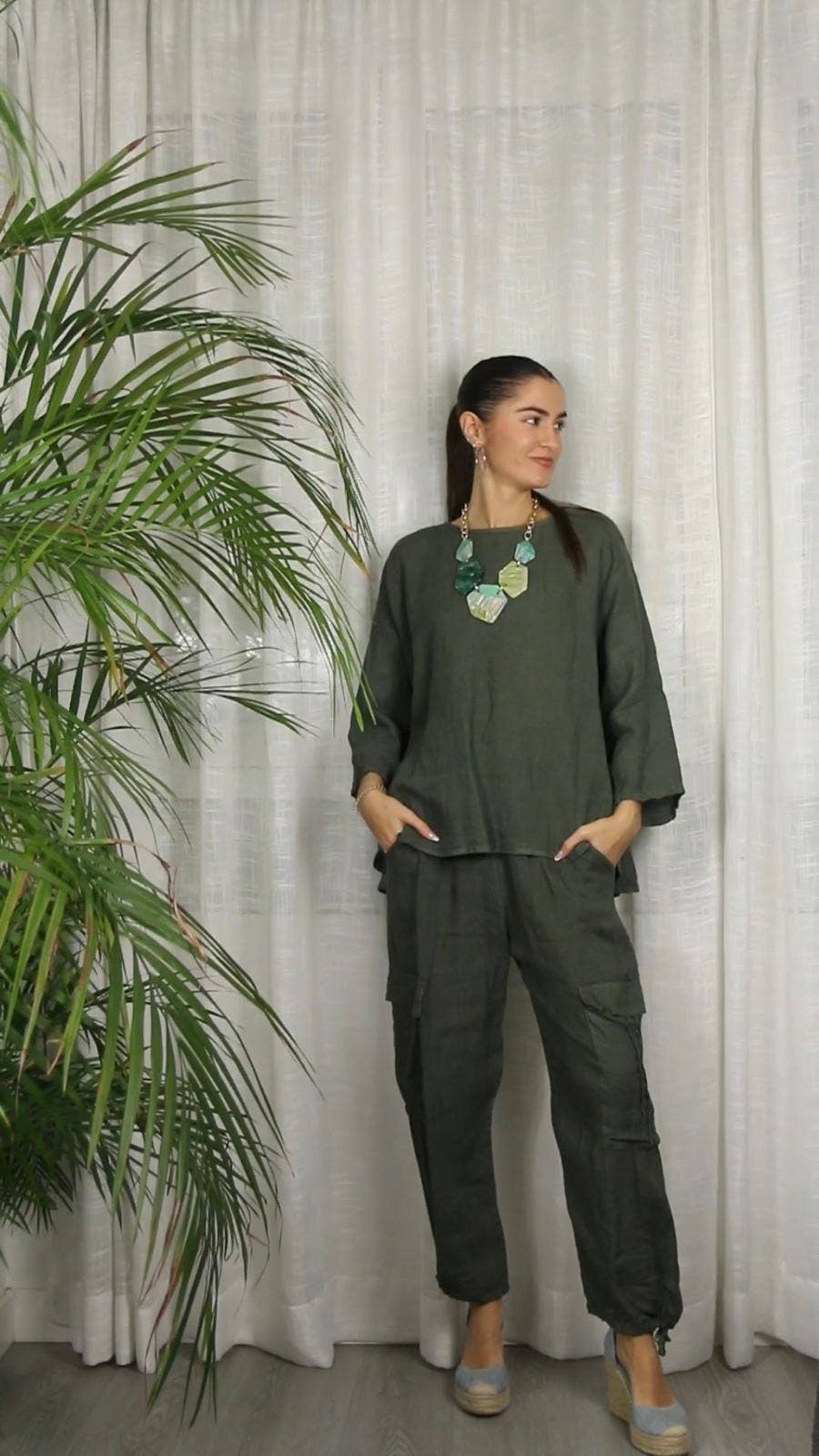 Linen & More - Vendita all'ingrosso Camicetta - Donna - REF 59100 BLUSA A MANICA LUNGA 100% LINO2