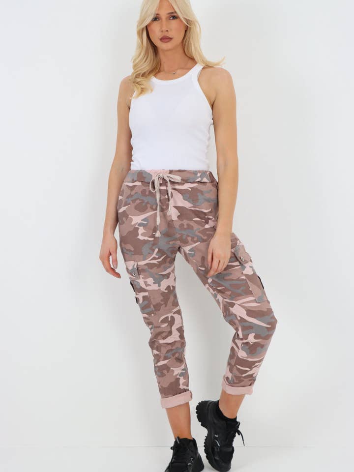 Calça Cargo Camuflada Mágica Italiana por atacado de Miss Bold