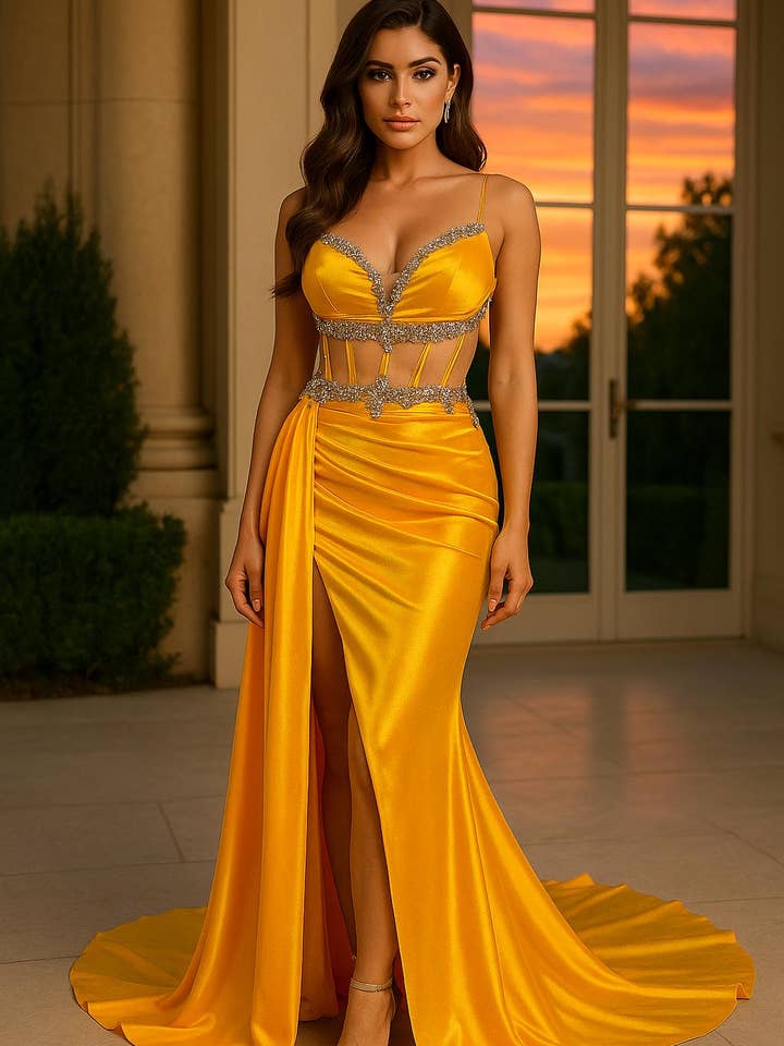 La Veneto - Wholesale Dress - Women's - FOR FITTED SATIN MIX WITH STONE 2