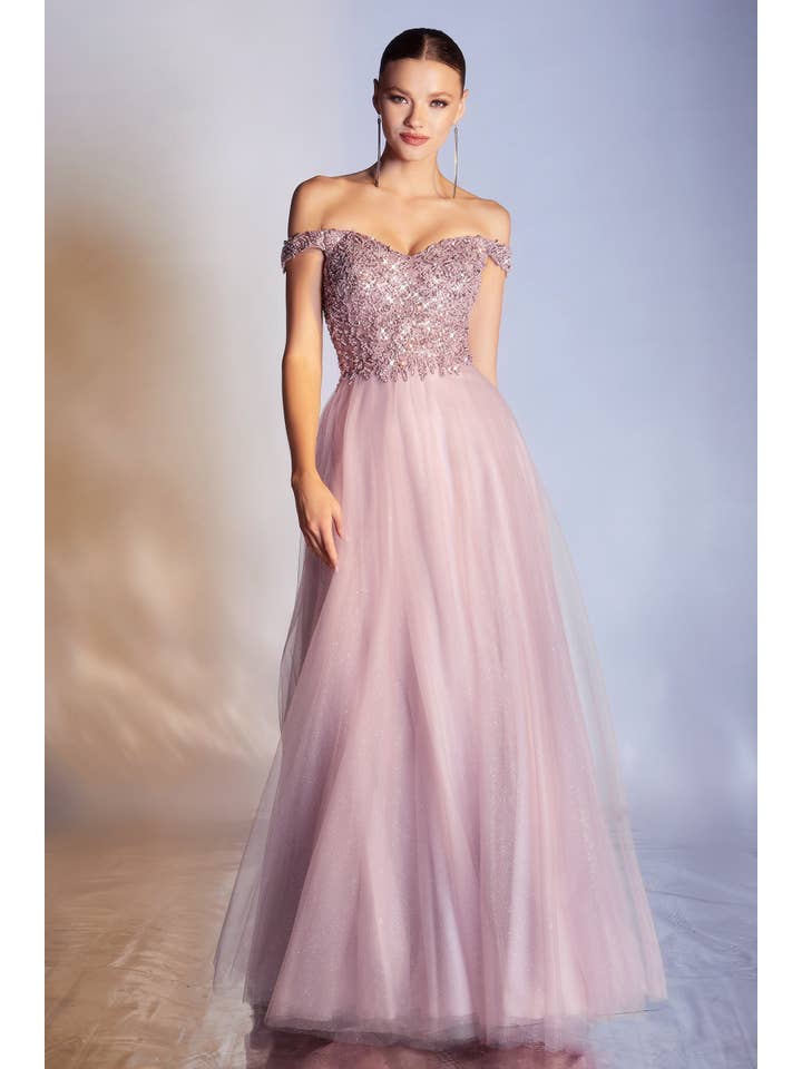 Ladivine by Cinderella Divine - Wholesale Gown - Women's - OFF THE SHOULDER A-LINE DRESS1
