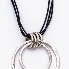 Double Circle Pendant on Black Cord Necklace for wholesale by Trades by Haim Shahar