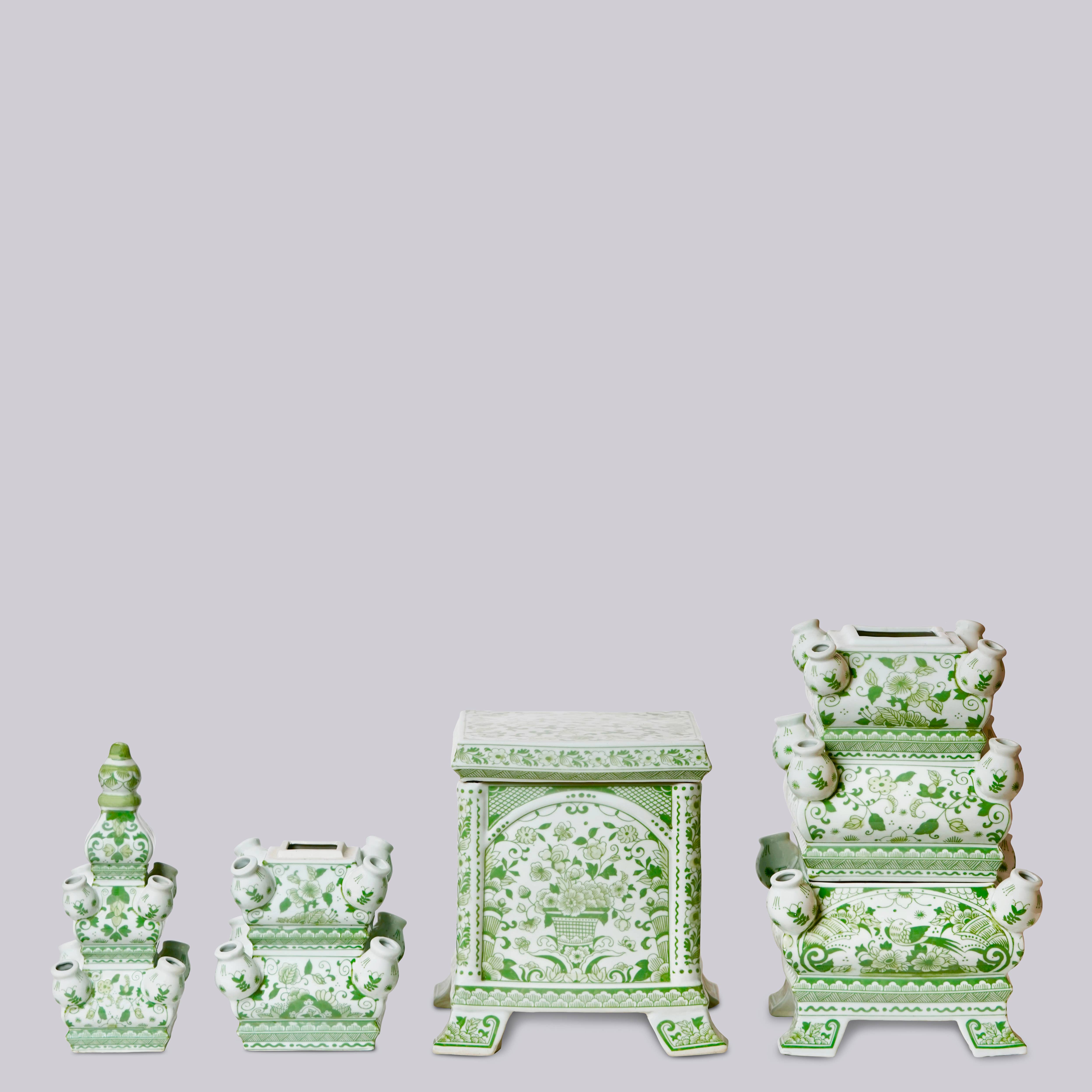 Cobalt Guild - Wholesale Vase - Green and White Tall Porcelain Tulipiere4