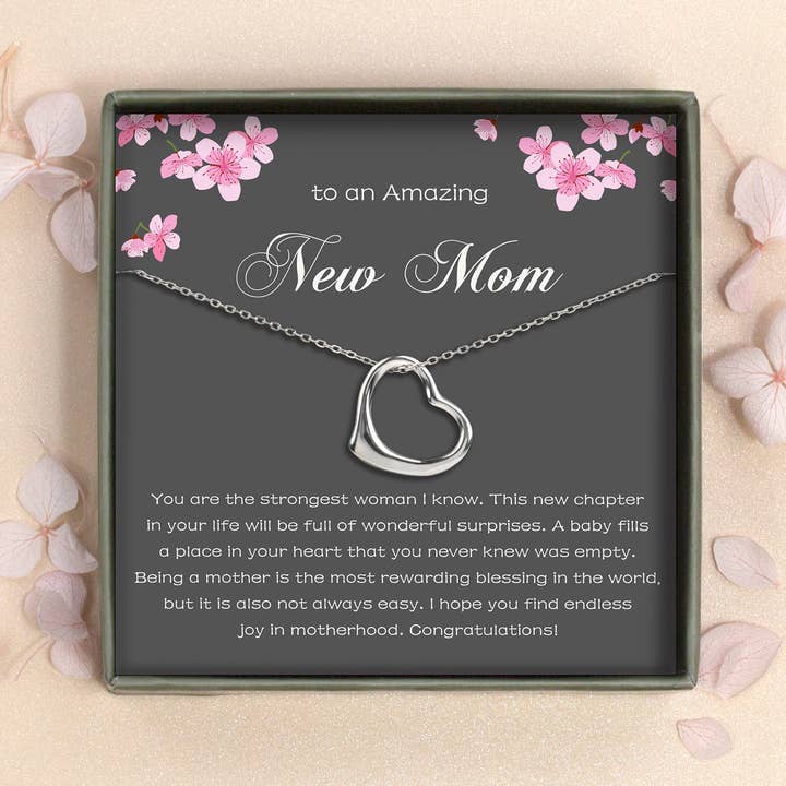 New Mom Heart Necklace Mother's Day Jewelry Gift for wholesale by Anavia