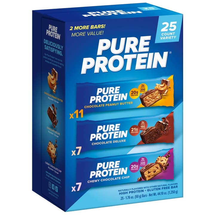 Pure Protein Bars, 20-21g Protein, Variety Pk, 1.76oz, 25ct for wholesale by Swift Trade Group LLC