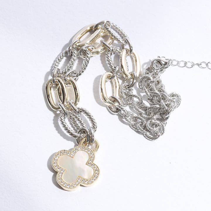 Clover Mop Gold Link Necklace for wholesale by Fashion City