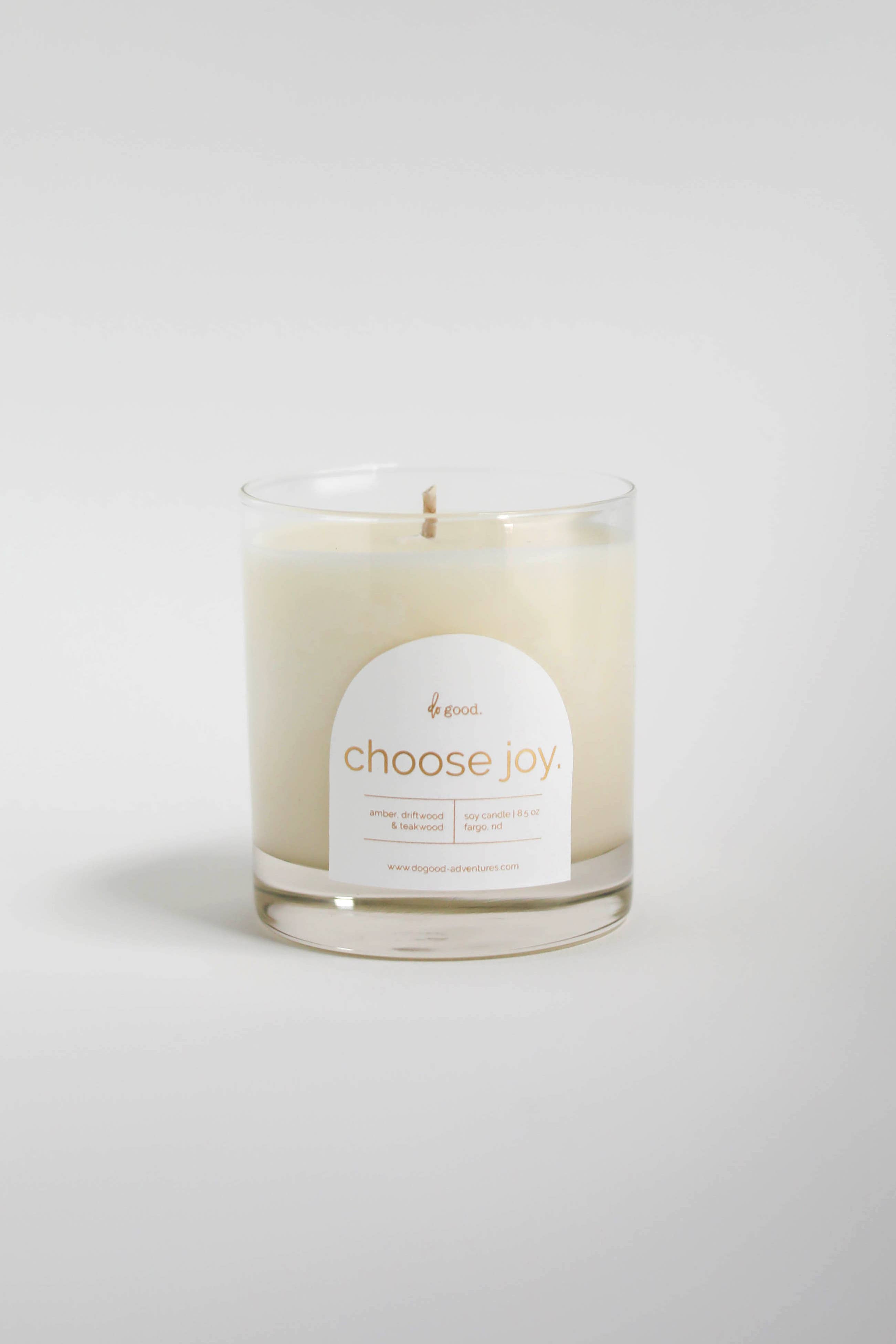 Do Good Candle Studio - Wholesale Jar/Filled Candle - Choose Joy. | Amber, Driftwood, Teakwood Soy Candle - 8.5 oz1