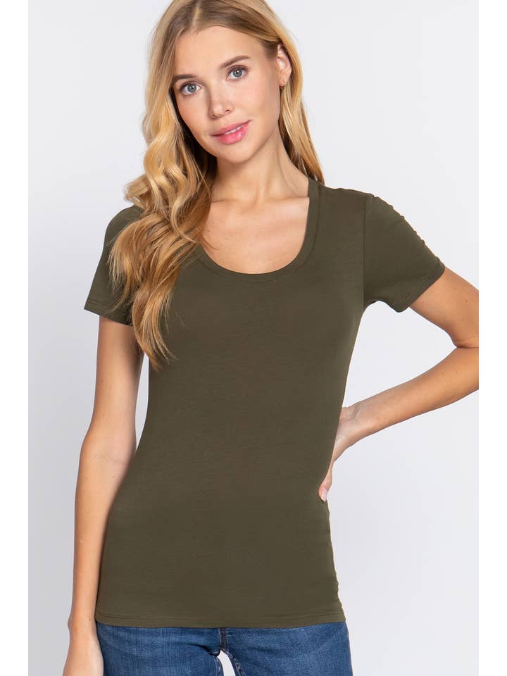 Active Basic | Active USA - Wholesale T-shirt – women's - Short Sleeve Scoop Neck Cotton Jersey Top42