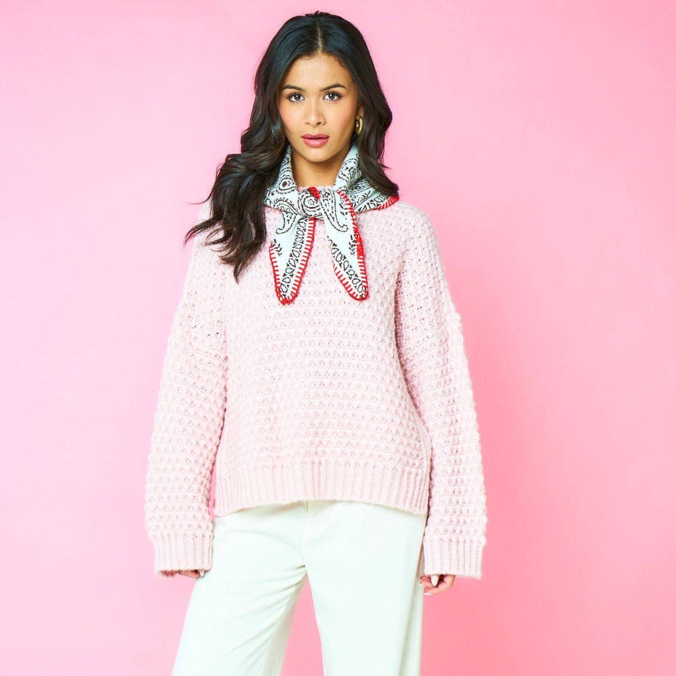 Cara & The Sky - Wholesale Knit Sweater - Women's - Darwin Oversized Chunky Knit Jumper Pink4