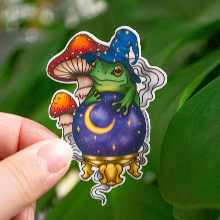 Wizard Frog Sticker for wholesale by Solluna Bloom