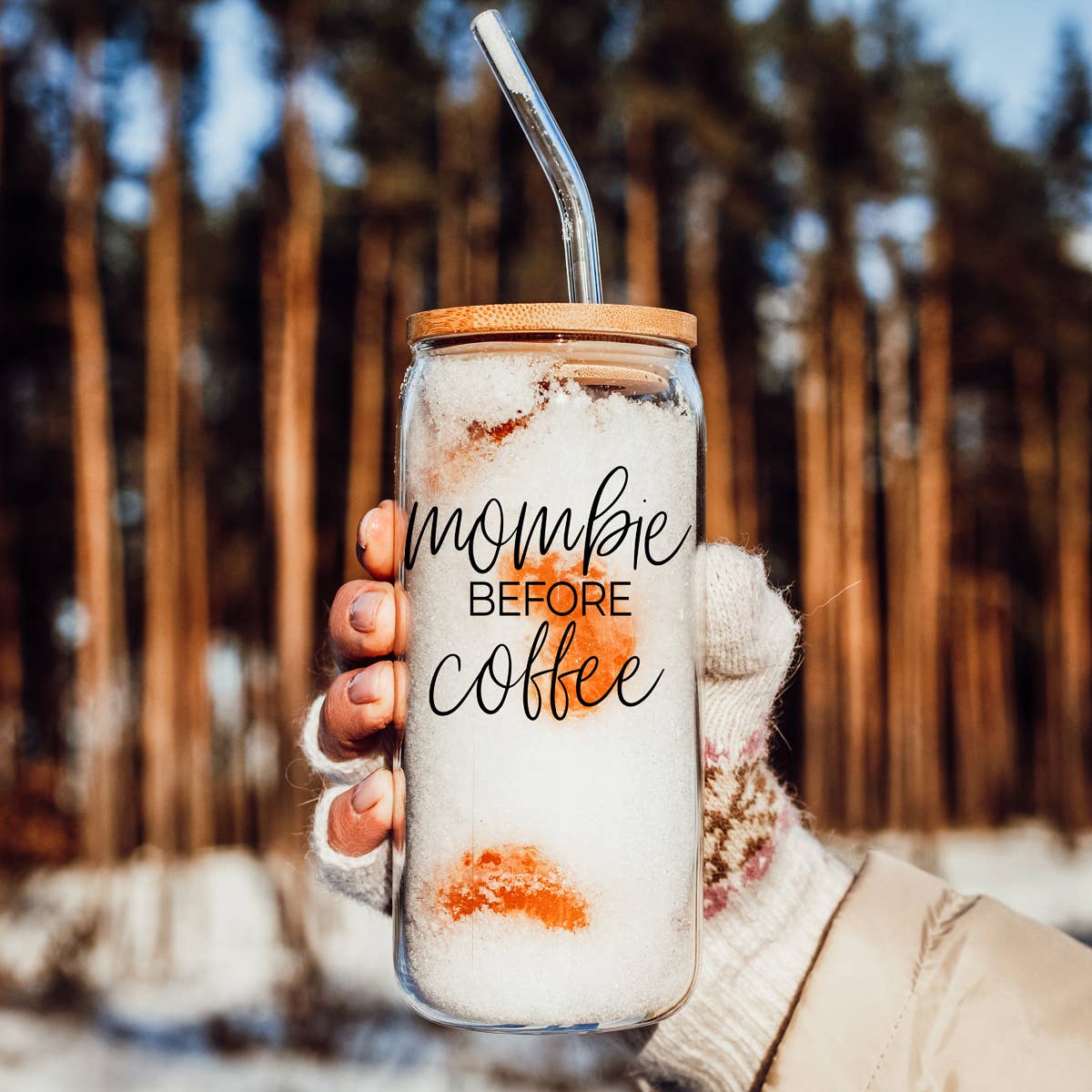 Gia Roma - Wholesale Drinking Glass/Cup - Candy Cane Christmas Can Glass. Cup With Glass Straw & Lid162