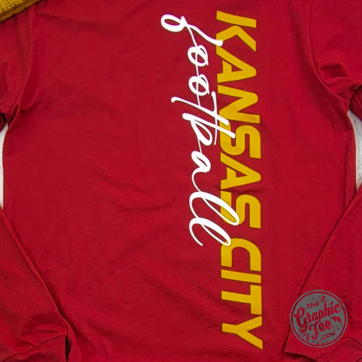 Canvas Red *WHOLESALE* Kansas City Football Side Print Long Sleeve Tee for wholesale on Faire2