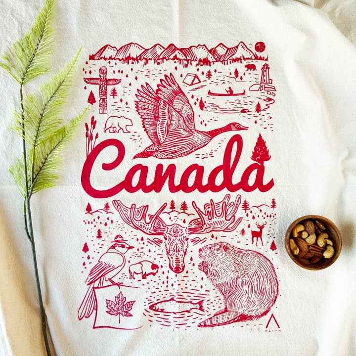 HAVYN – wholesale Tea towel – Canada Commemorative Organic Tea Towel Red - 20x24