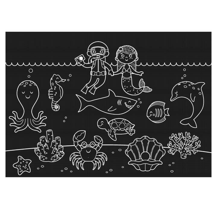 Imagination Starters - Wholesale Coloring Mat - Kids & Baby - Reusable Coloring Placemat Set- Sea & Aquarium