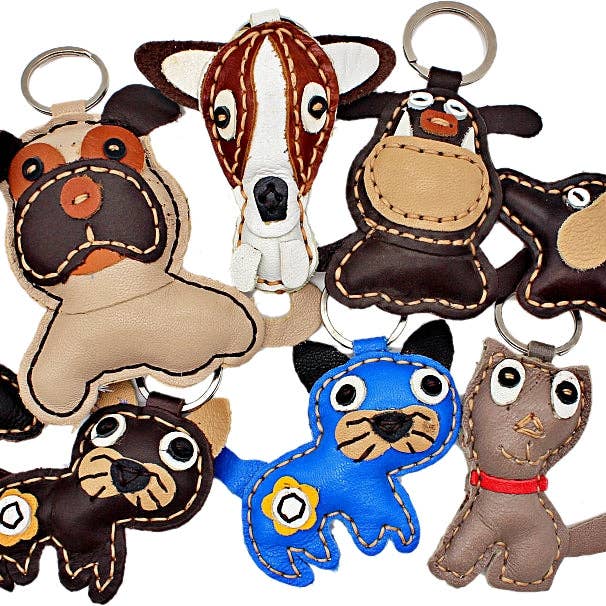Handmade Leather animal keychains for wholesale by Atlas Goods By Your Needs Company