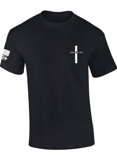 T-shirt à manches courtes avec crête croix simple Jean 3:16 pour la vente par Trenz Shirt Company