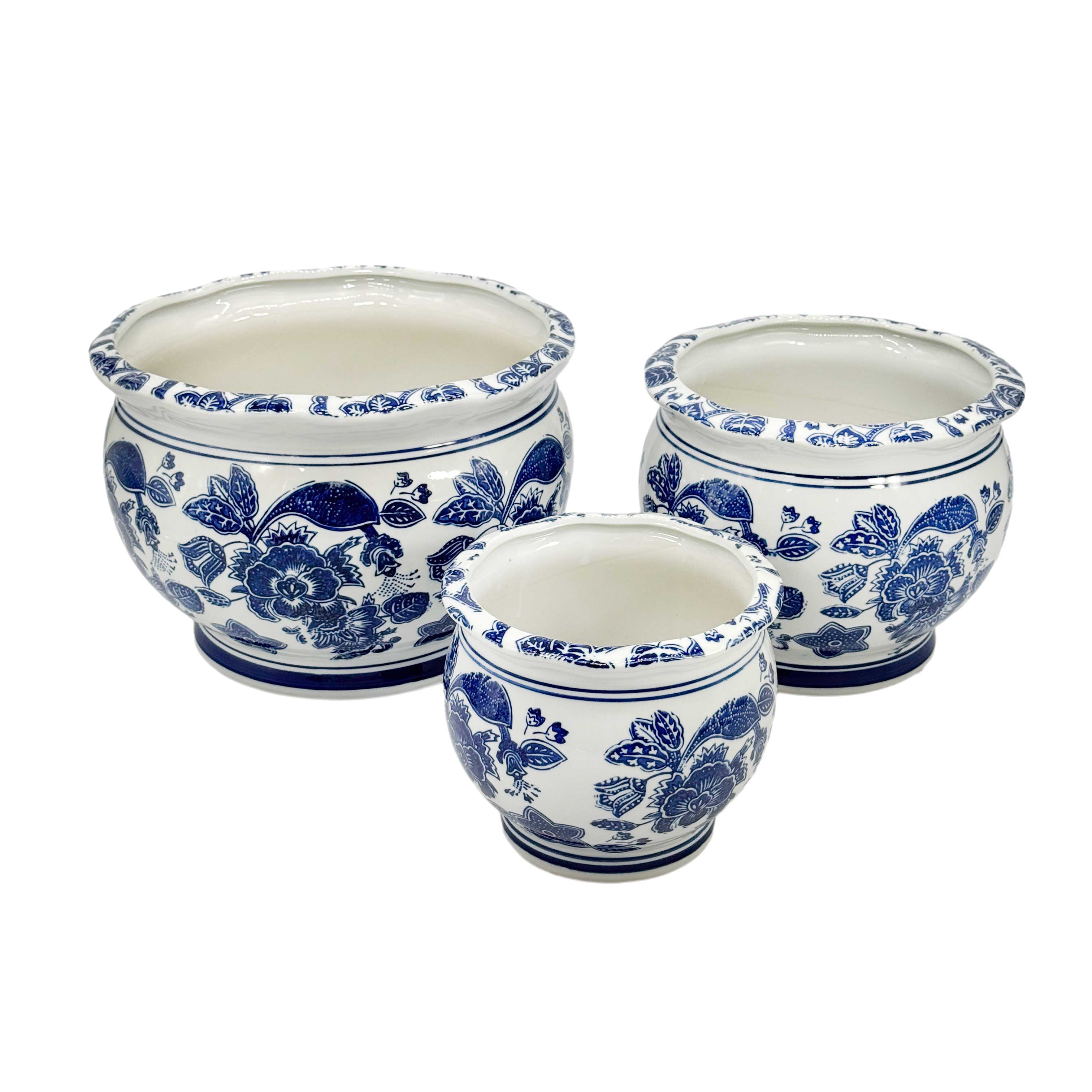 Galt International Company - Vendita all'ingrosso Vasi per piante - Set di 3 vasi per fioriere in ceramica Chinoiserie, 7,5"/10"/13"65