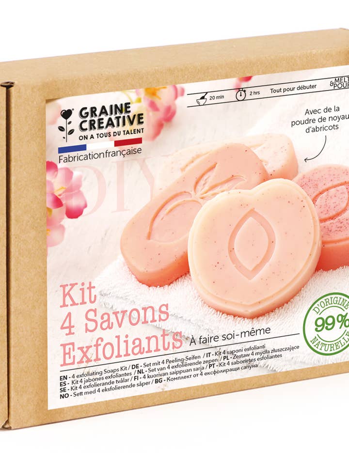DIY-SÆT 4 ABRIKOS EXFOLIERENDE SÆBER for engroshandel hos Graine Créative