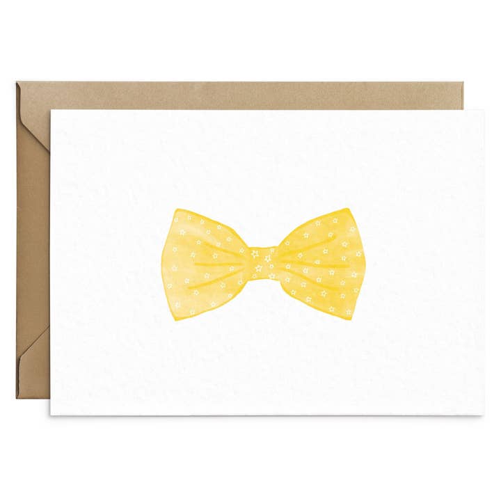 Yellow Bowtie Card for wholesale by Poppins & Co.