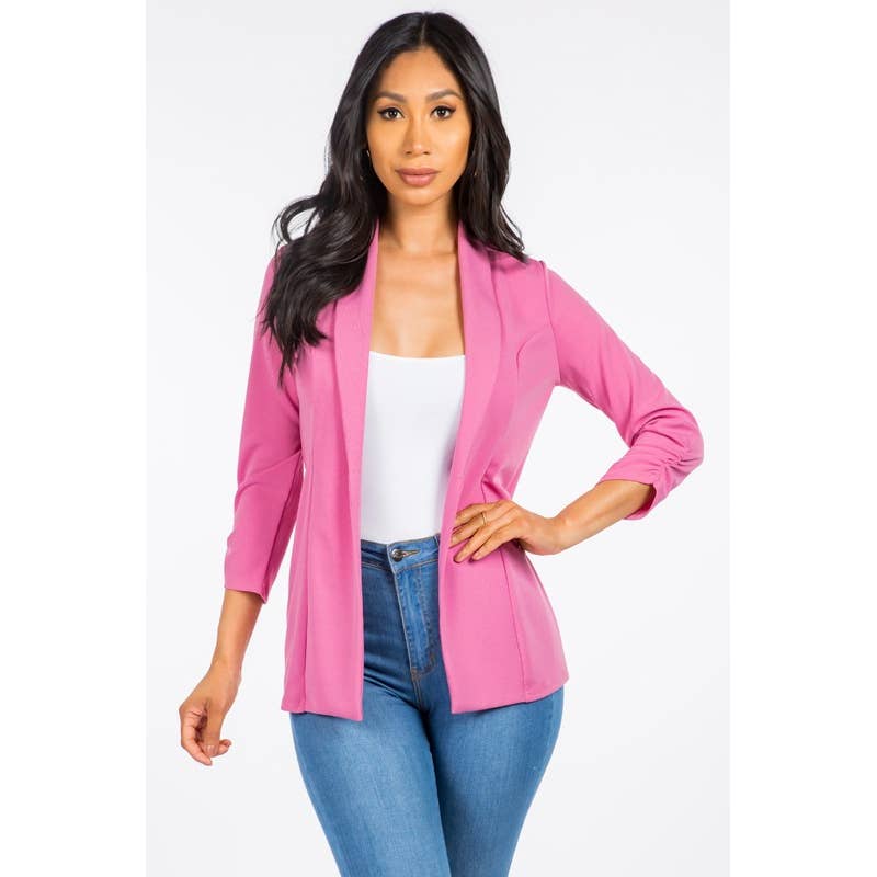 Uptown Apparel – wholesale Blazer – Women's – JK6880 Shirred 3/4 Sleeve Elegant Blazer12