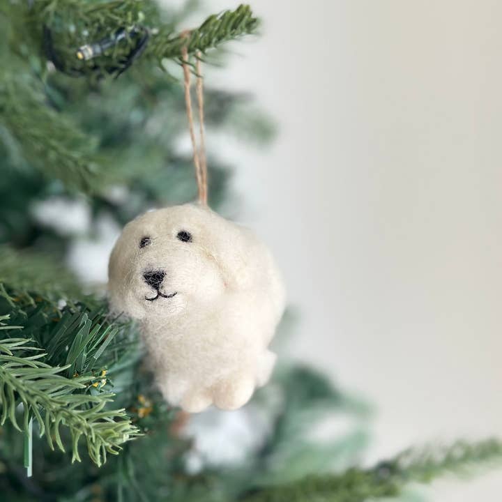 Ganapati – wholesale Ornament – Felt Ornament - White Maltese Dog