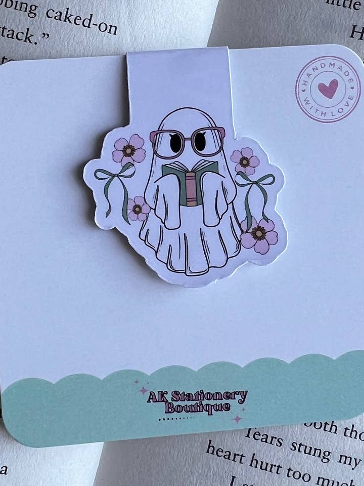 Coquette Ghost Magnetic Bookmarks for wholesale by AK Stationery Boutique